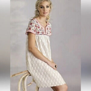 PAYAL JAIN by ANTHROPOLOGIE Embroidered Aurora Dress in Neutral Motif
